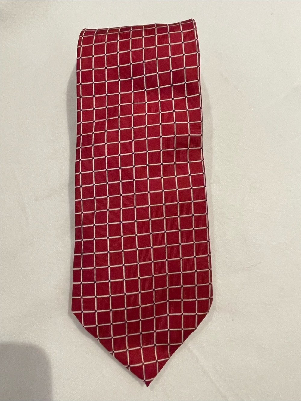 346 Brooks Brothers Red Grid-Pattern Tie - Classic Office & Event Accessory